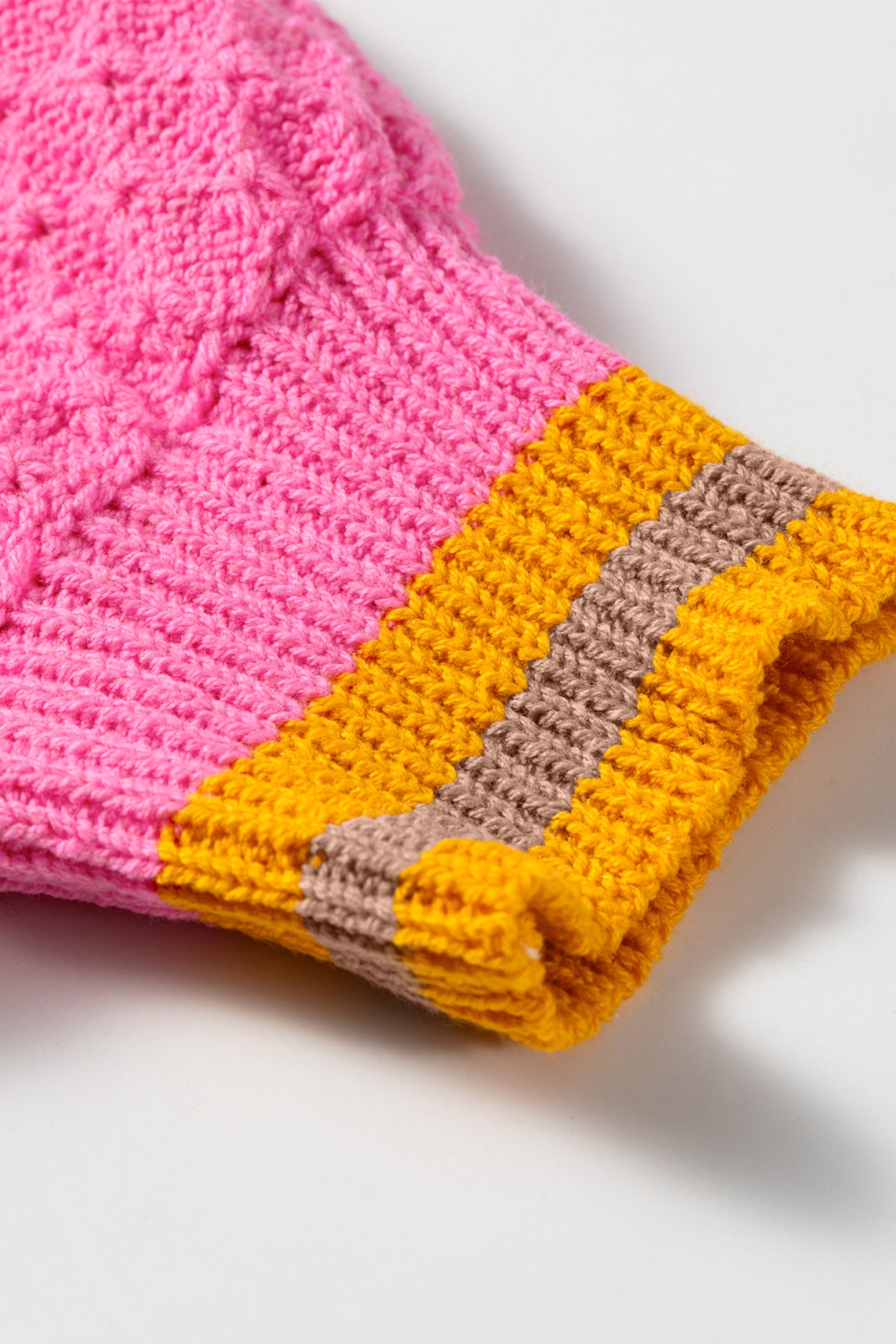 Pink Stripe Striped Colorblock Texture Drop Shoulder Sweater