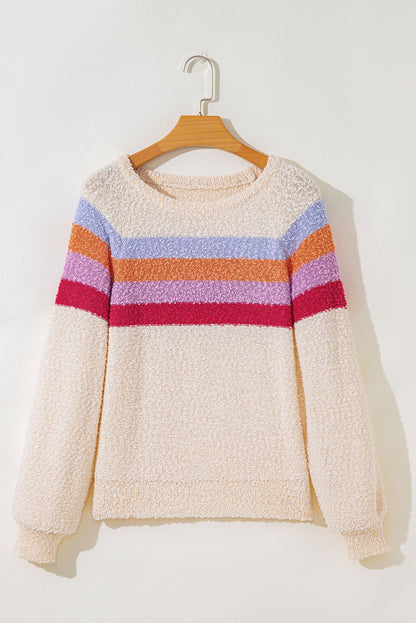 Jet Stream Striped Color Block Loose Sleeve Chic Sweater