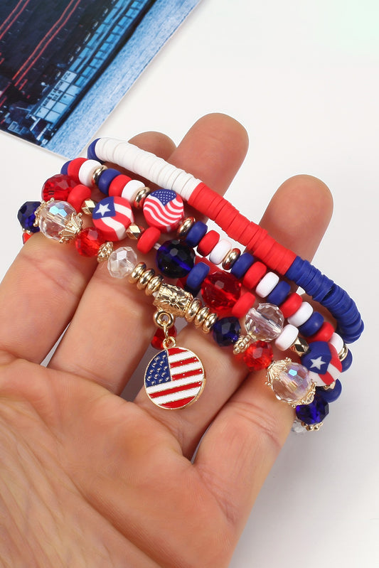 Patriotic Jewelry Beaded Multilayered Bracelet