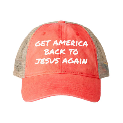 Get America Back To Jesus Hat- Coral