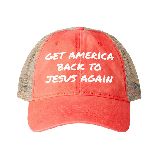 Get America Back To Jesus Hat- Coral