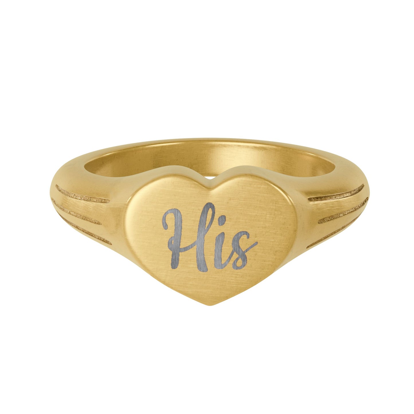 His- Engraved Heart Ring