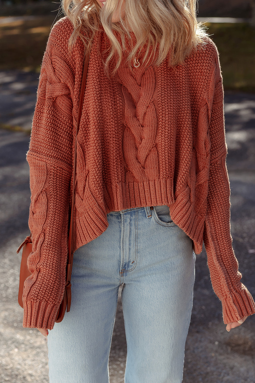 Redwood Burl Chunky Fit Slouchy Textured Knit Sweater