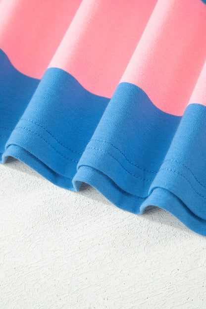 Bright Pink Striped Color Block Oversize Tunic Tee