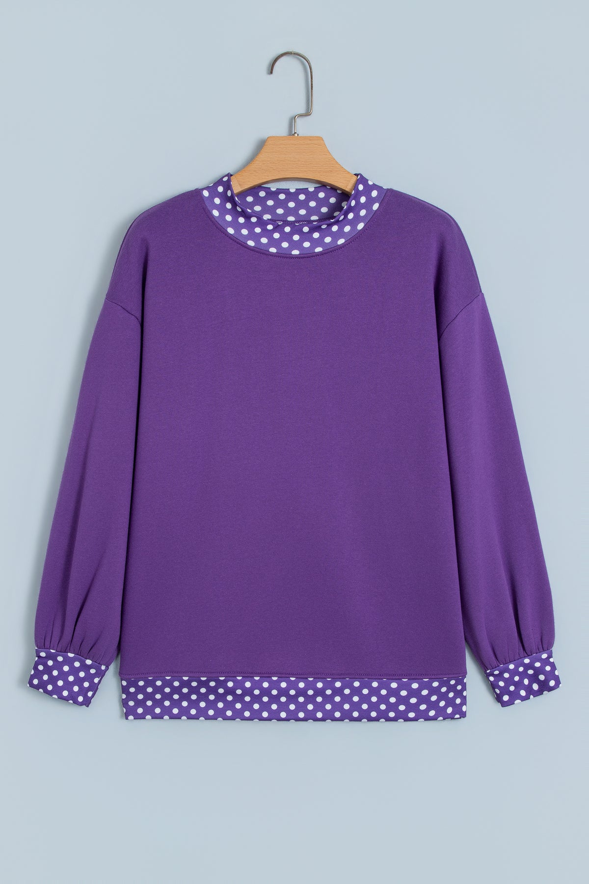 Pink Colorblock Polka Dot Contrast Trim Oversized Sweatshirt
