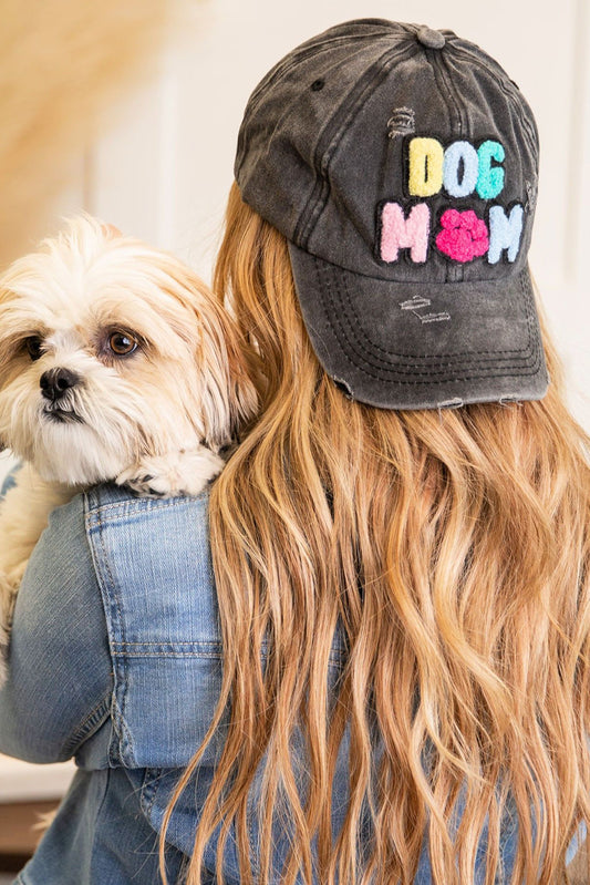 Black Vintage Wash Dog Mom Hat