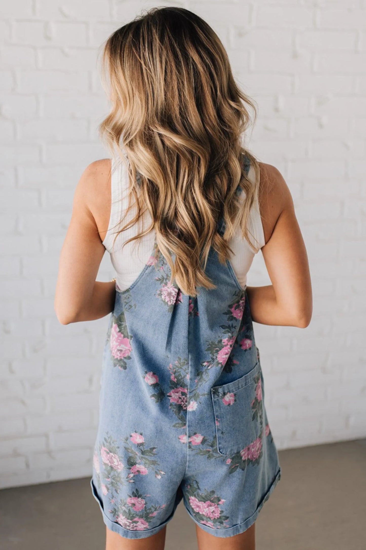Myosotis Floral Print Denim Shortalls