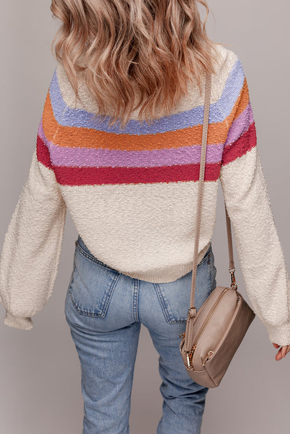 Jet Stream Striped Color Block Loose Sleeve Chic Sweater