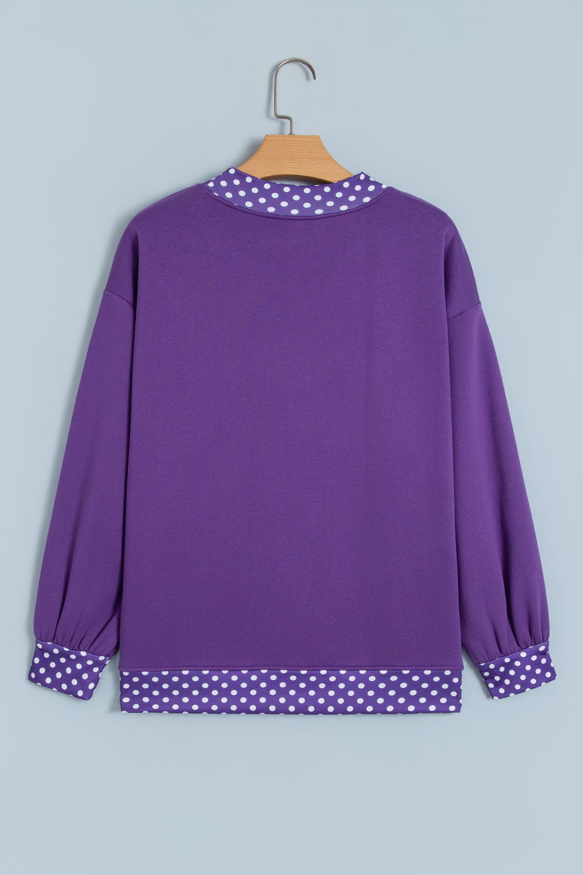 Pink Colorblock Polka Dot Contrast Trim Oversized Sweatshirt