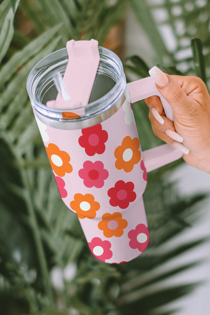 Flower Tumbler Stainless Steel Cup 40oz With Handle Vacuum Insulation
