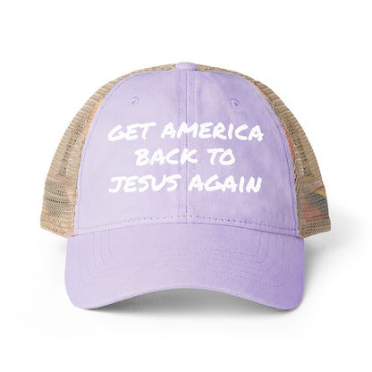 Get America Back To Jesus Again Hat- Light Purple