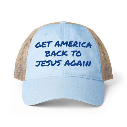 Get America Back To Jesus Hat- Light Blue