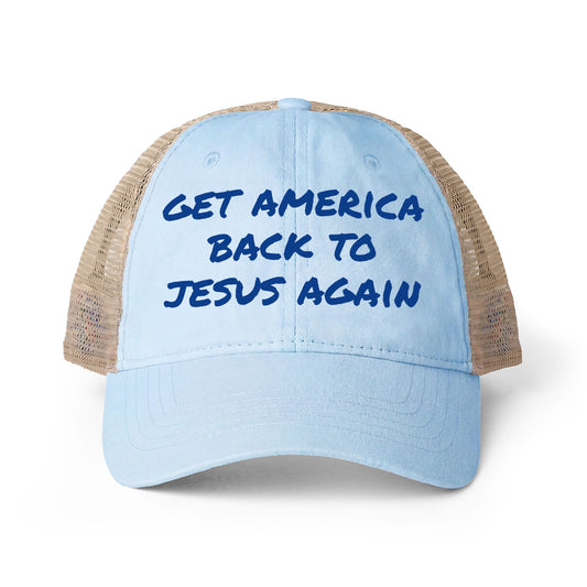 Get America Back To Jesus Hat- Light Blue