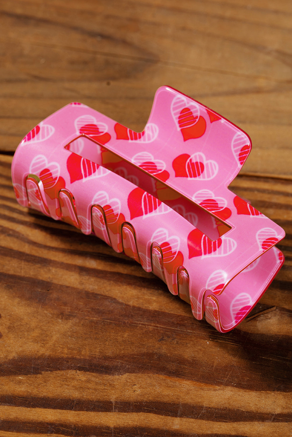 Pink Hearts Claw Hair Clip