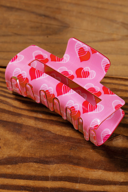 Pink Hearts Claw Hair Clip