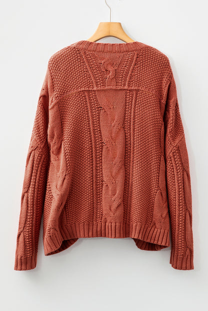 Redwood Burl Chunky Fit Slouchy Textured Knit Sweater