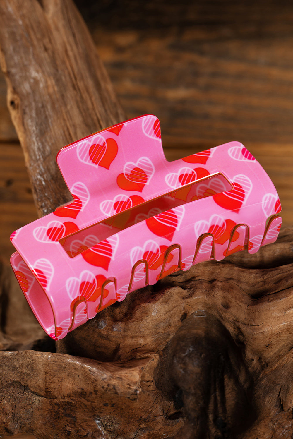 Pink Hearts Claw Hair Clip