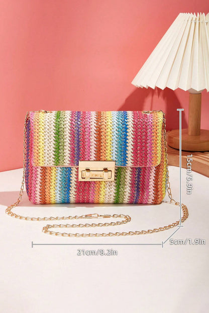 Multicolor Bohemian Woven Gold Chain Shoulder Bag
