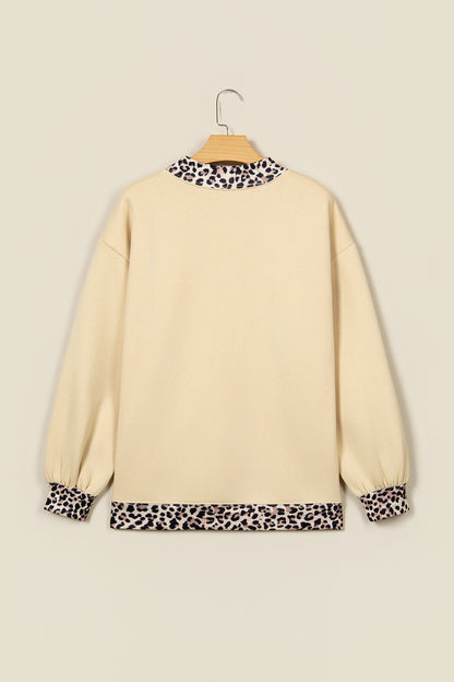 Dirty blue Polka Dot Trim High Neck GRACE Letter Graphic Baggy Sweatshirt