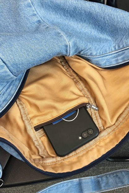 Dusk Blue Large Capacity Denim Crossbody Bag