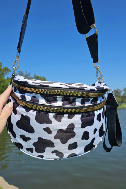 Pink Checkered Print Wide Strap Large Crossbody Bag