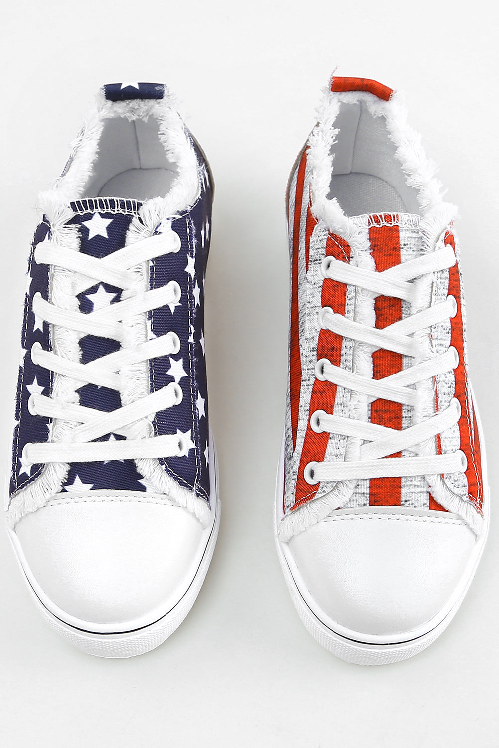 Blue American Flag Lace Up Canvas Flat Shoes