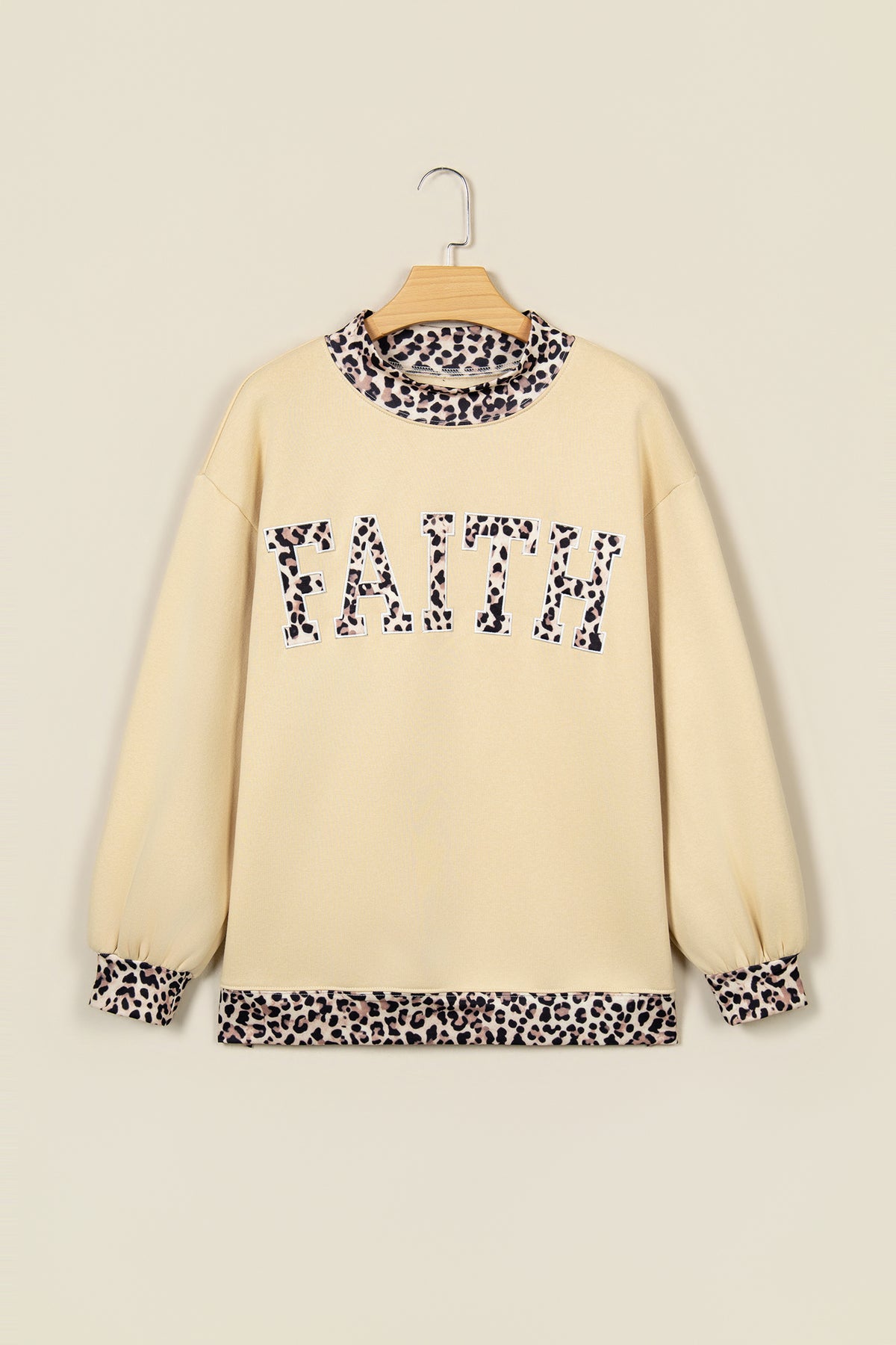 Dirty blue Polka Dot Trim High Neck GRACE Letter Graphic Baggy Sweatshirt