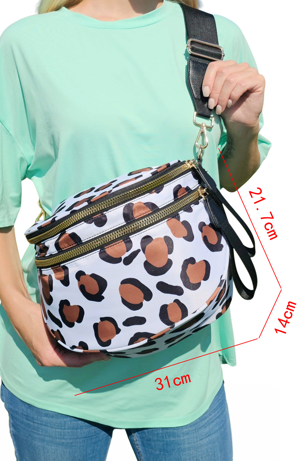 Pink Checkered Print Wide Strap Large Crossbody Bag