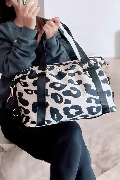 Bright Pink Leopard Print Large Travel Bag