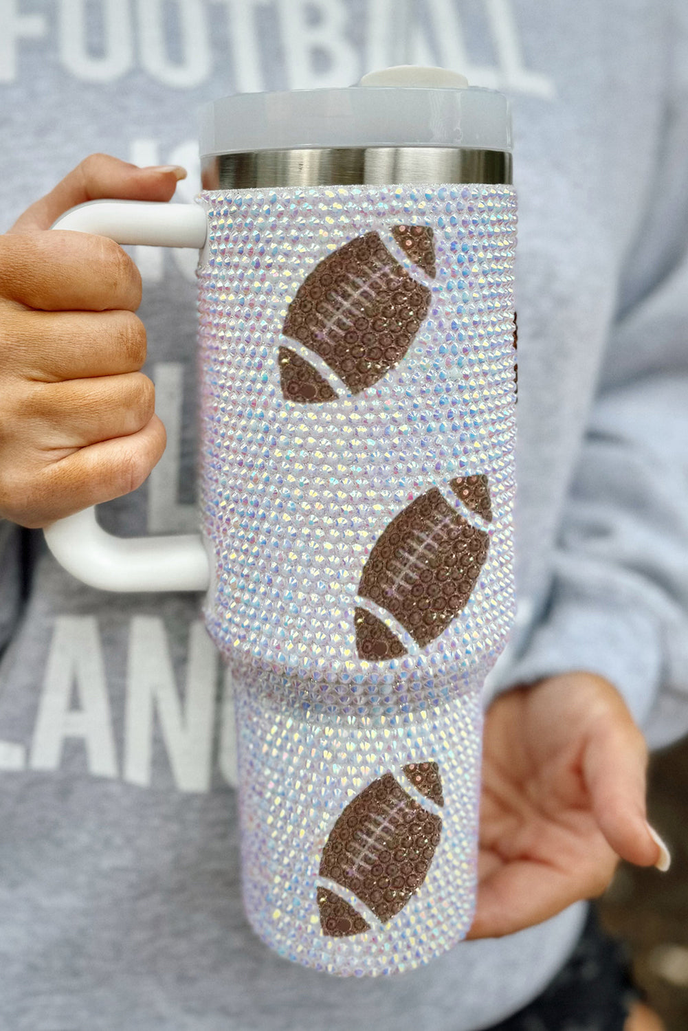 White Game Day Football 40oz Tumbler